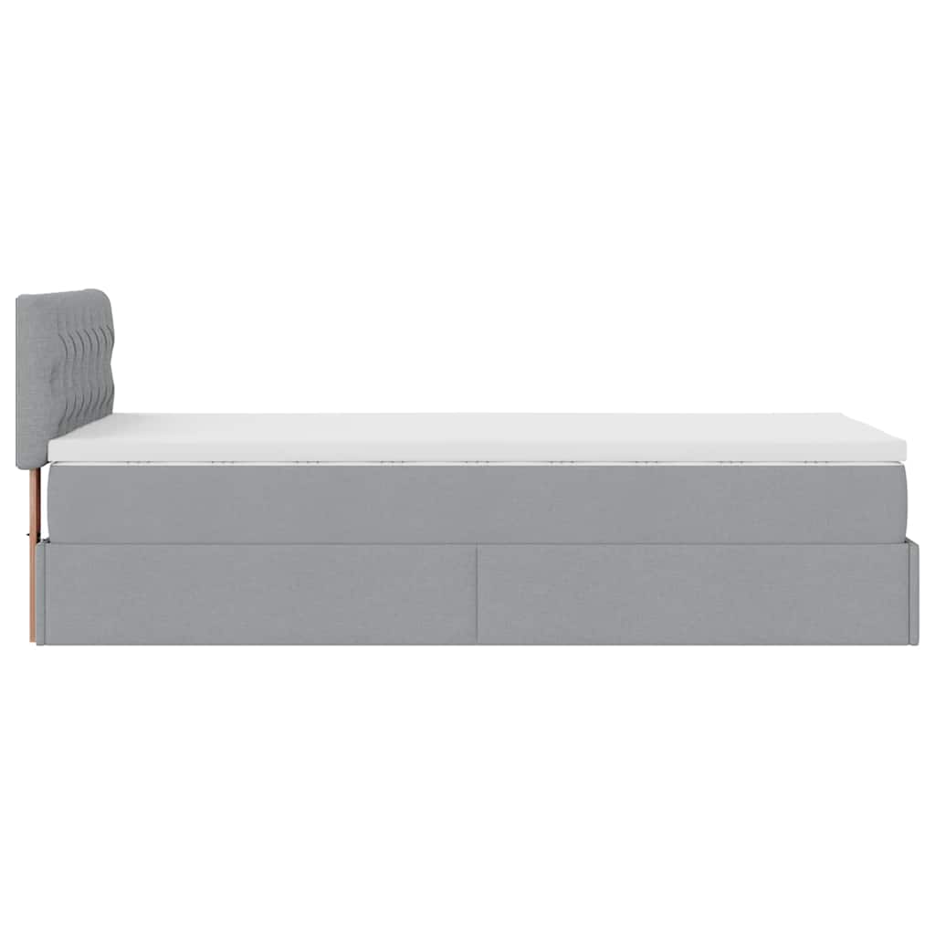vidaXL Pouf Letto con Materasso Grigio Chiaro 100x200 cm in Tessuto