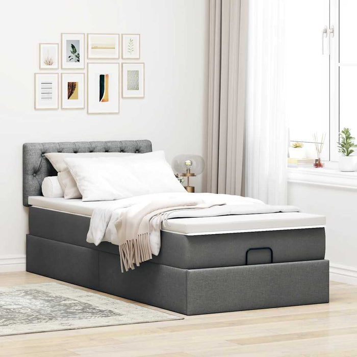 vidaXL Struttura Letto Pouf con Materasso 100x200 cm in Tessuto