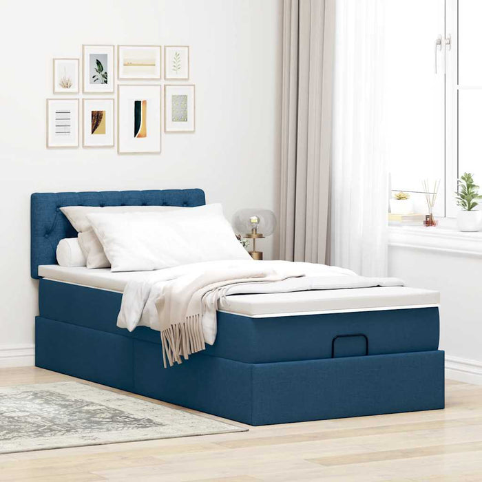 vidaXL Pouf Letto con Materasso Blu 100x200 cm in Tessuto