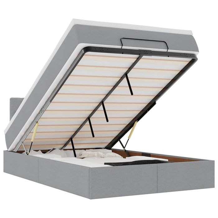 vidaXL Pouf Letto con Materasso Grigio Chiaro 120x190 cm in Tessuto