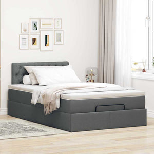 vidaXL Pouf Letto con Materasso Grigio Scuro 120x190 cm in Tessuto