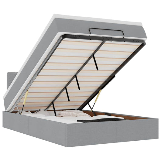 vidaXL Pouf Letto con Materasso Grigio Chiaro 120x200 cm in Tessuto