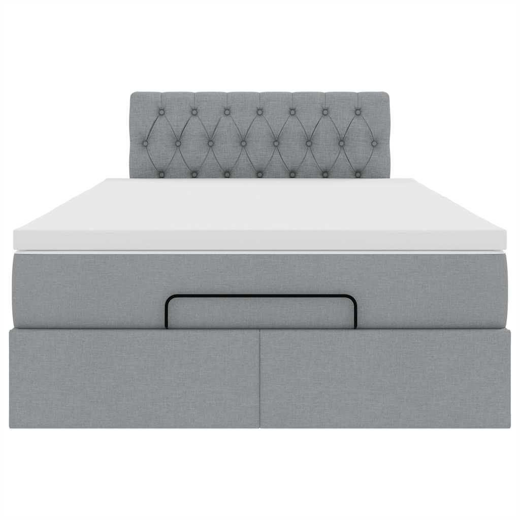 vidaXL Pouf Letto con Materasso Grigio Chiaro 120x200 cm in Tessuto