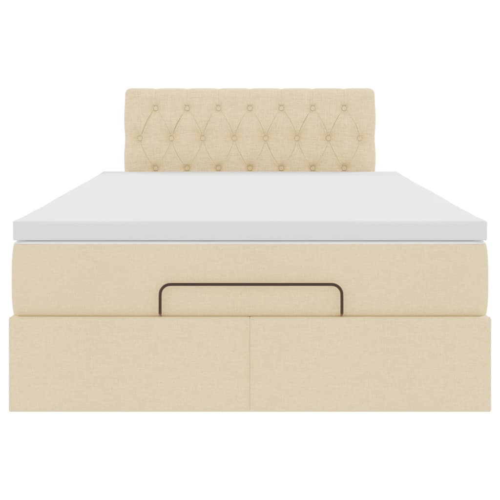 Struttura Letto Pouf con Materasso Crema 120x200 cm in Tessuto 3311537