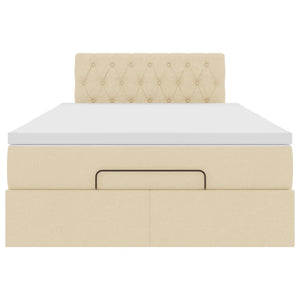 Struttura Letto Pouf con Materasso Crema 120x200 cm in Tessuto 3311537