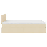 Struttura Letto Pouf con Materasso Crema 120x200 cm in Tessuto 3311537