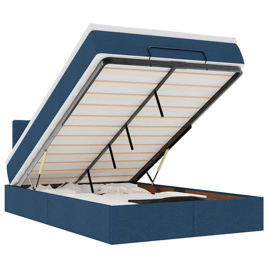 vidaXL Pouf Letto con Materasso Blu 120x200 cm in Tessuto