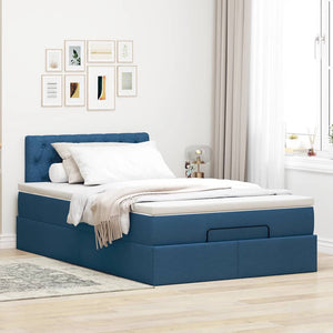 vidaXL Pouf Letto con Materasso Blu 120x200 cm in Tessuto