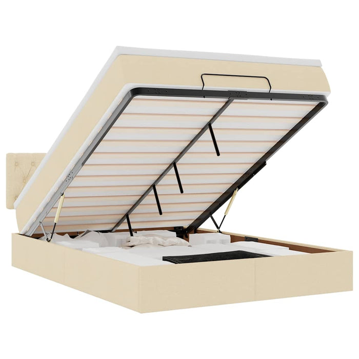 vidaXL Pouf Letto con Materasso Crema 140x190 cm in Tessuto