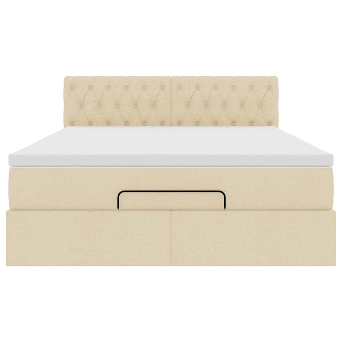 vidaXL Pouf Letto con Materasso Crema 140x190 cm in Tessuto