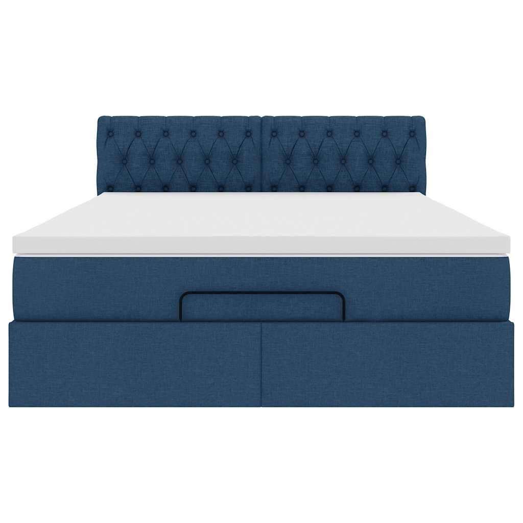 vidaXL Pouf Letto con Materasso Blu 140x190 cm in Tessuto