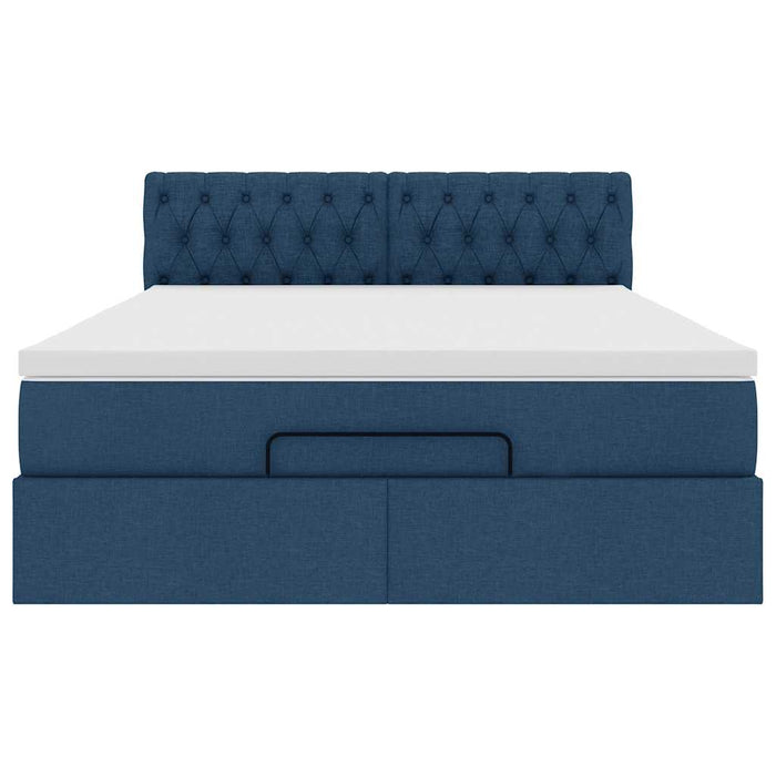 vidaXL Pouf Letto con Materasso Blu 140x190 cm in Tessuto