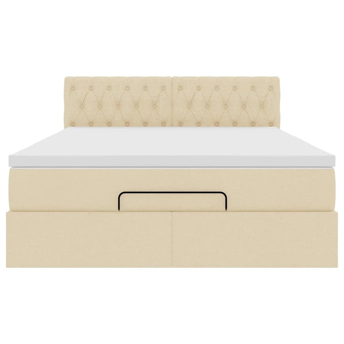 vidaXL Pouf Letto con Materasso Crema 140x200 cm in Tessuto