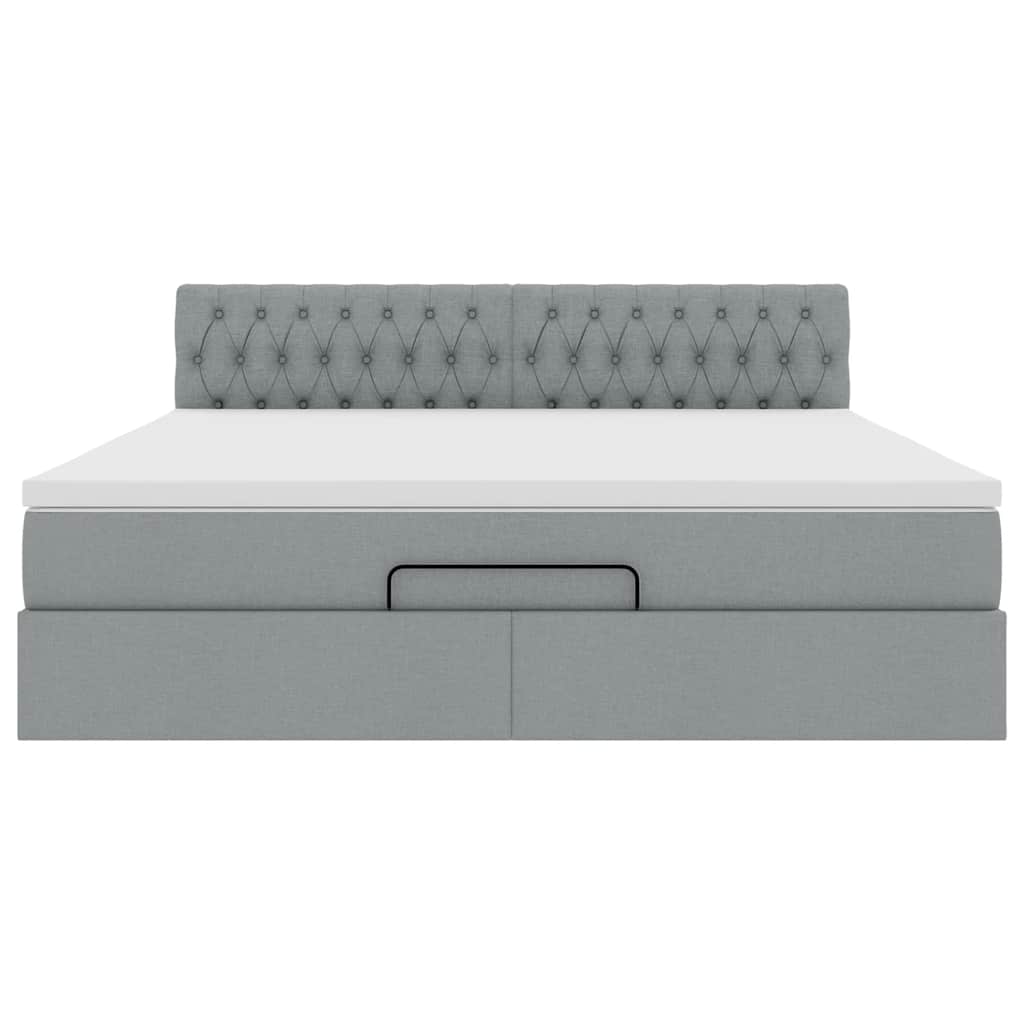 vidaXL Pouf Letto con Materasso Grigio Chiaro 160x200 cm in Tessuto