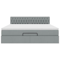 vidaXL Pouf Letto con Materasso Grigio Chiaro 160x200 cm in Tessuto