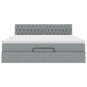vidaXL Pouf Letto con Materasso Grigio Chiaro 160x200 cm in Tessuto