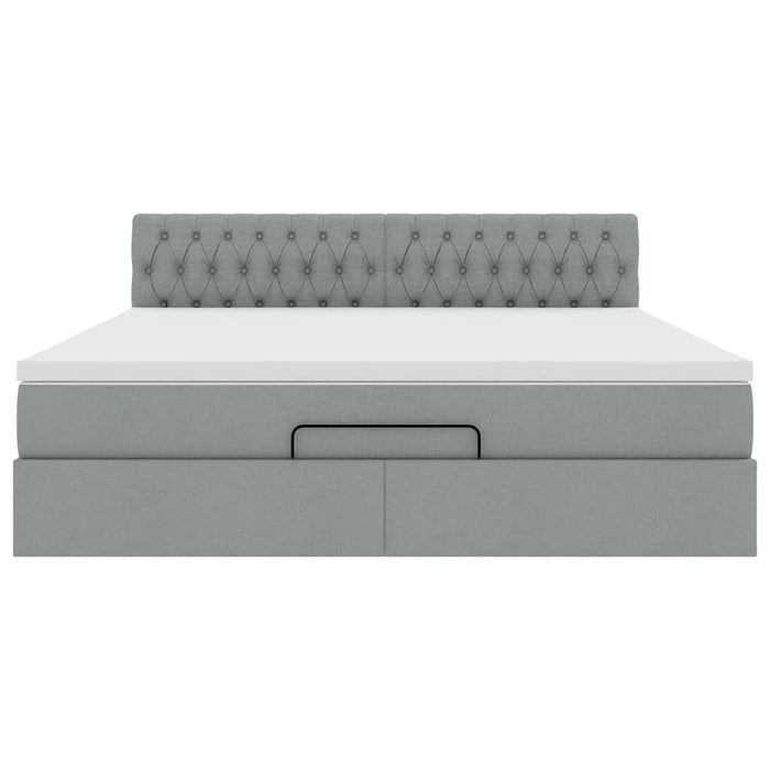 vidaXL Pouf Letto con Materasso Grigio Chiaro 160x200 cm in Tessuto
