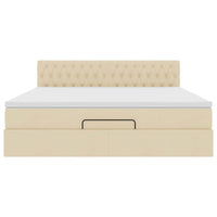 vidaXL Struttura Letto Pouf con Materasso Crema 160x200 cm in Tessuto