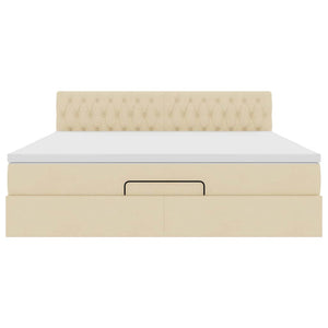 vidaXL Struttura Letto Pouf con Materasso Crema 160x200 cm in Tessuto