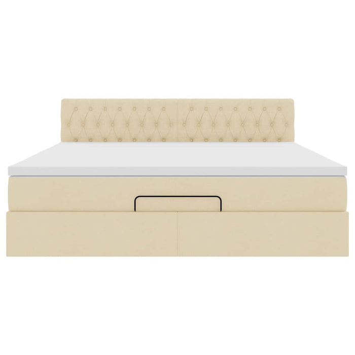 vidaXL Struttura Letto Pouf con Materasso Crema 160x200 cm in Tessuto