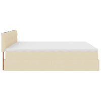 vidaXL Struttura Letto Pouf con Materasso Crema 160x200 cm in Tessuto