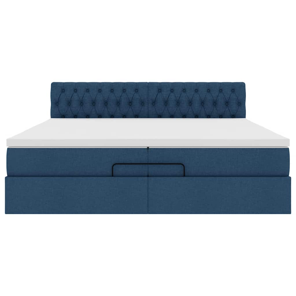 vidaXL Struttura Letto Pouf con Materasso Blu 200x200 cm in Tessuto