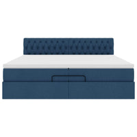vidaXL Struttura Letto Pouf con Materasso Blu 200x200 cm in Tessuto