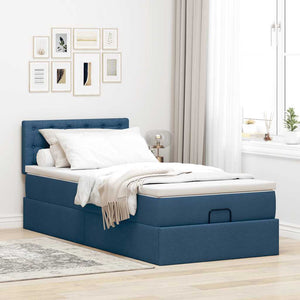 vidaXL Pouf Letto con Materasso Blu 90x200 cm in Tessuto