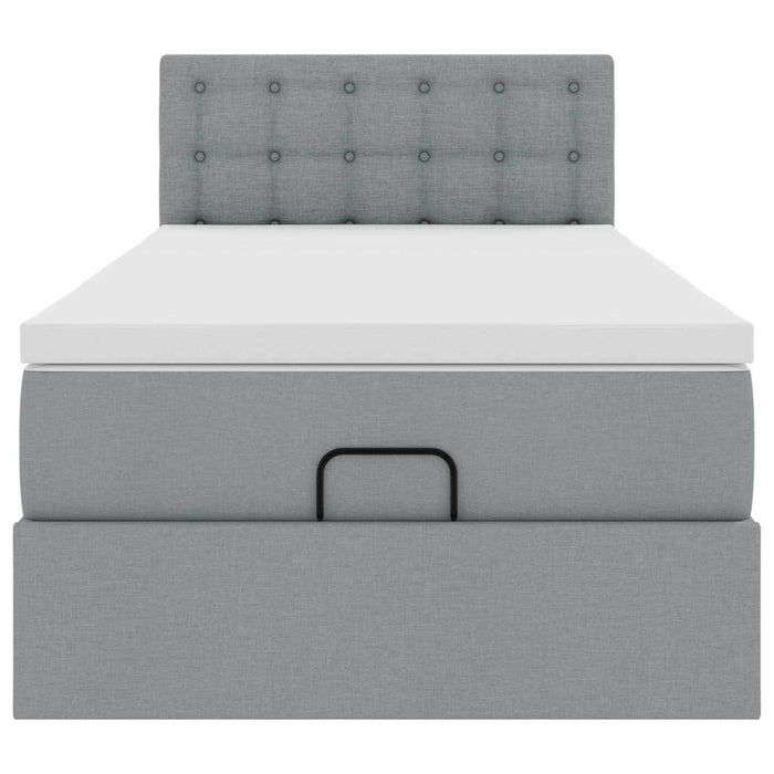 vidaXL Pouf Letto con Materasso Grigio Chiaro 100x200 cm in Tessuto