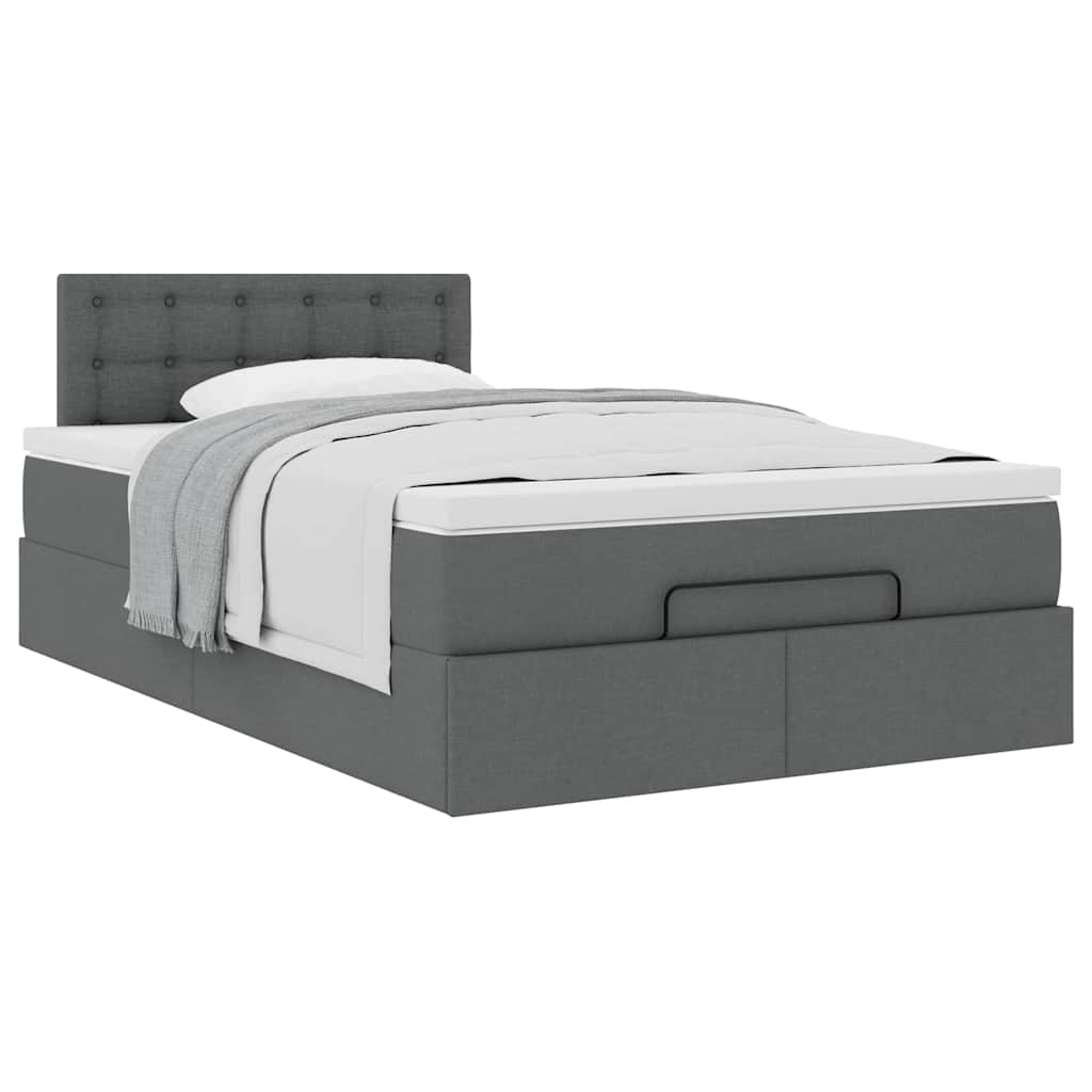 vidaXL Pouf Letto con Materasso Grigio Scuro 120x190 cm in Tessuto