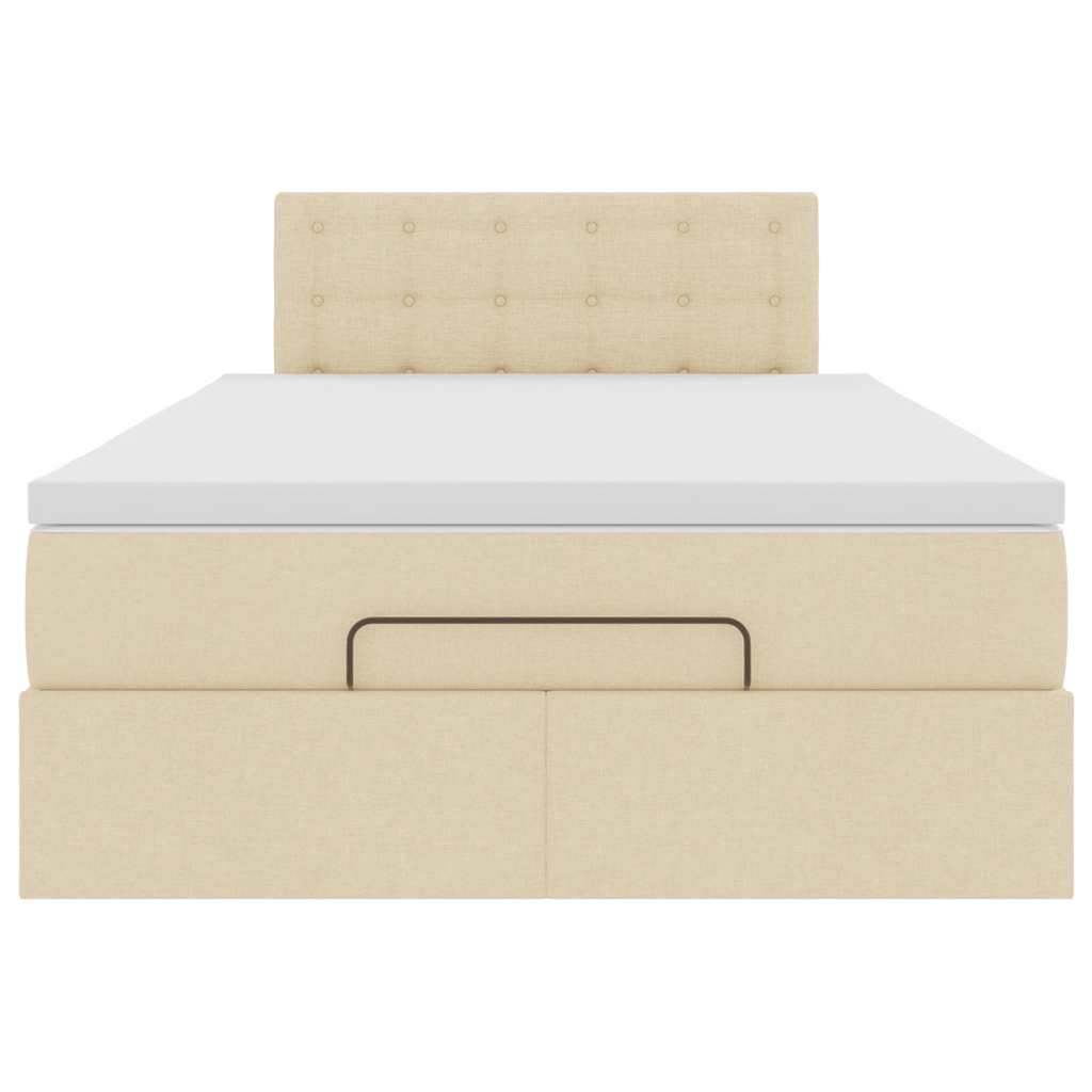 vidaXL Struttura Letto Pouf con Materasso Crema 120x190 cm in Tessuto