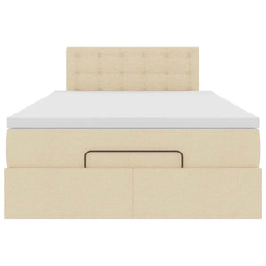 vidaXL Struttura Letto Pouf con Materasso Crema 120x190 cm in Tessuto
