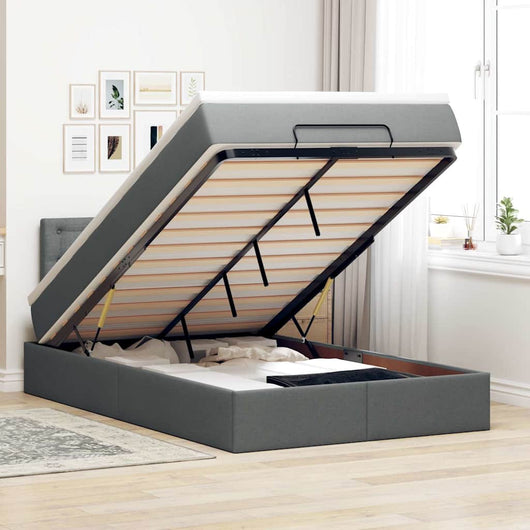 vidaXL Pouf Letto con Materasso Grigio Scuro 120x200 cm in Tessuto