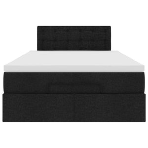 vidaXL Pouf Letto con Materasso Nero 120x200 cm in Tessuto