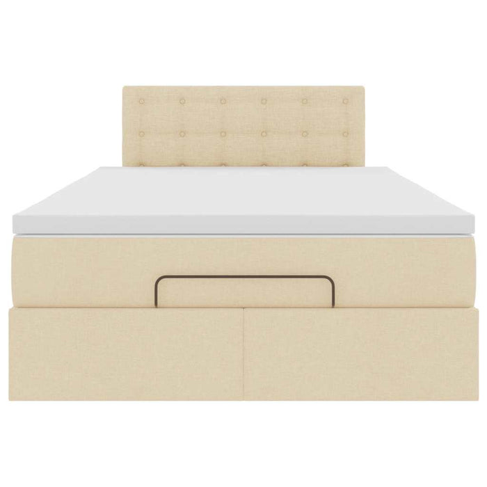 vidaXL Struttura Letto Pouf con Materasso Crema 120x200 cm in Tessuto