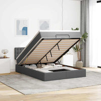 vidaXL Pouf Letto con Materasso Grigio Scuro 140x190 cm in Tessuto