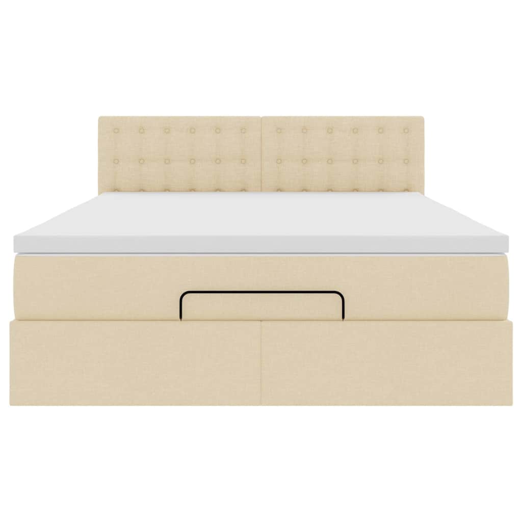 vidaXL Pouf Letto con Materasso Crema 140x200 cm in Tessuto