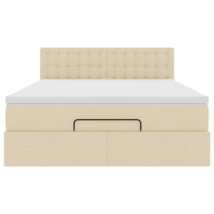 vidaXL Pouf Letto con Materasso Crema 140x200 cm in Tessuto