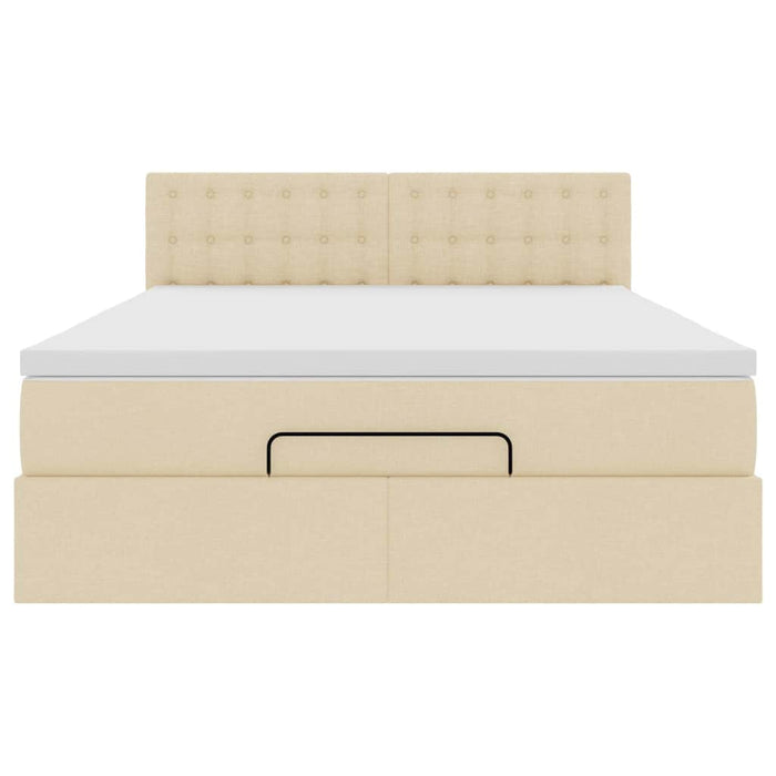 vidaXL Pouf Letto con Materasso Crema 140x200 cm in Tessuto