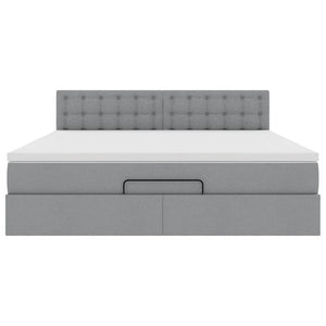 vidaXL Pouf Letto con Materasso Grigio Chiaro 160x200 cm in Tessuto