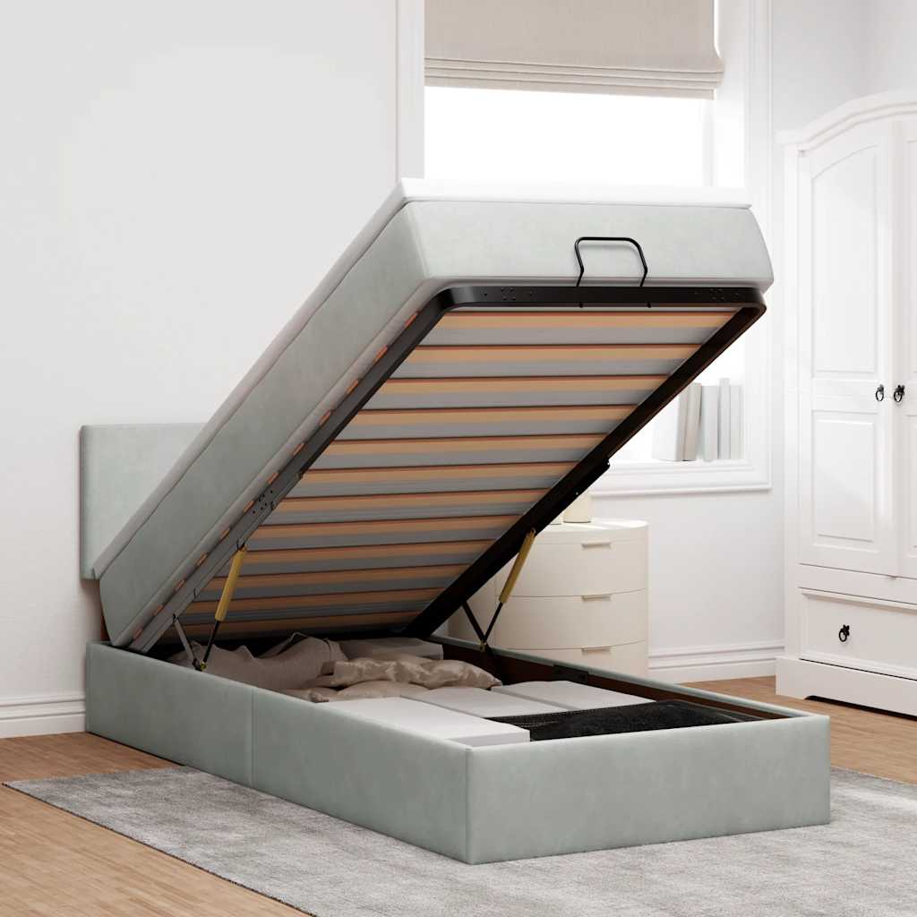 vidaXL Struttura Letto Pouf con Materasso 80x200 cm in Velluto