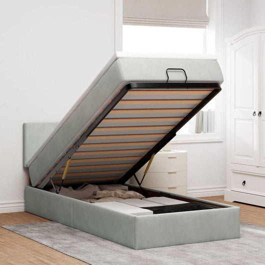 vidaXL Struttura Letto Pouf con Materasso 90x190 cm in Velluto