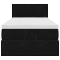 Struttura Letto Pouf con Materasso Nero 90x190 cm in Velluto