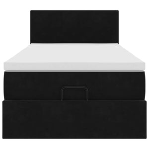 Struttura Letto Pouf con Materasso Nero 100x200 cm Velluto 3311683