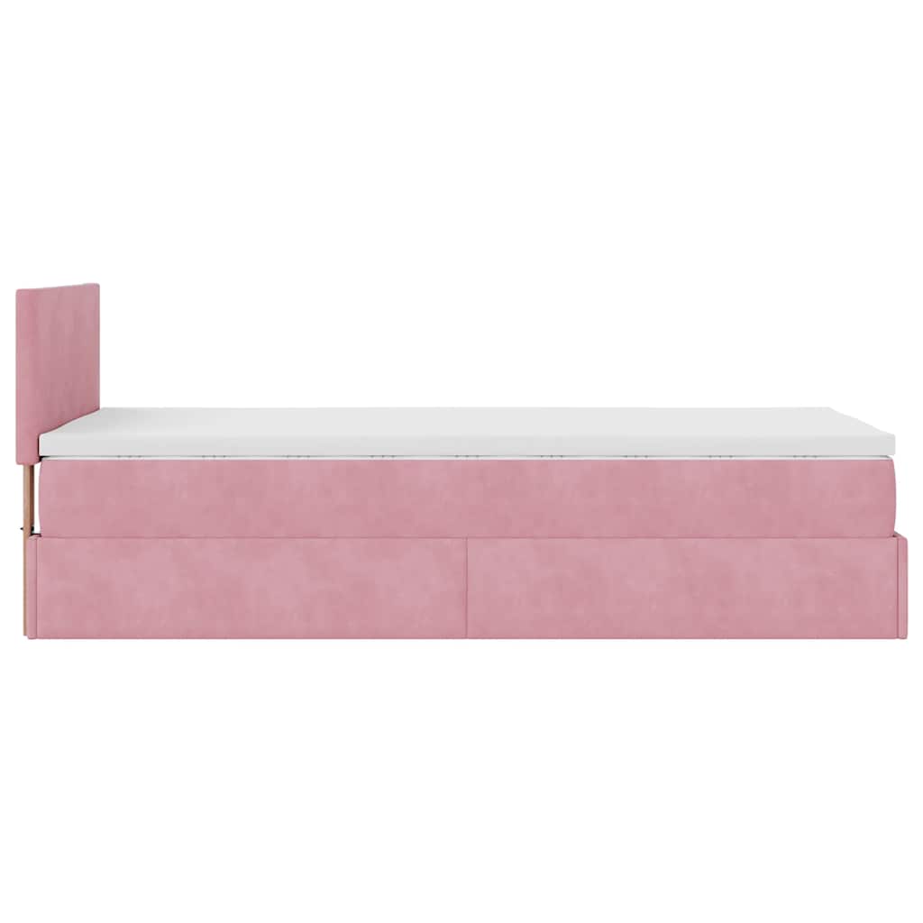 Struttura Letto Pouf con Materasso Rosa 100x200 cm Velluto