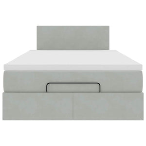 Pouf Letto con Materasso Grigio Chiaro 120x190 cm in Velluto