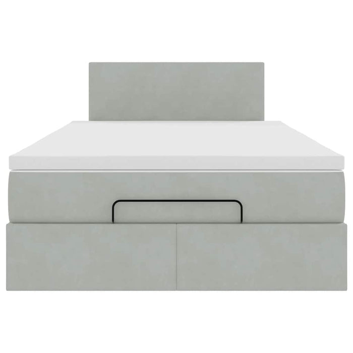 Pouf Letto con Materasso Grigio Chiaro 120x190 cm in Velluto