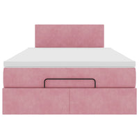 Pouf Letto con Materasso Rosa 120x190 cm Velluto