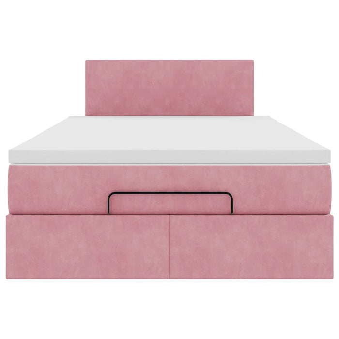 Pouf Letto con Materasso Rosa 120x190 cm Velluto