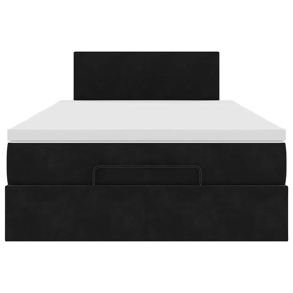 vidaXL Struttura Letto Pouf con Materasso Nero 120x200 cm Velluto